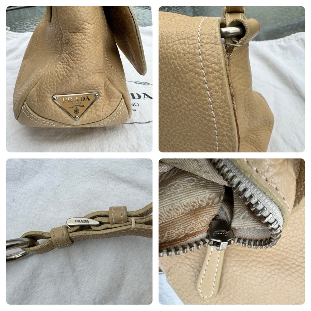 π―% Authentic Vintage Prada Small Shoulder Bag Nude w COA - Picture 11 of 16